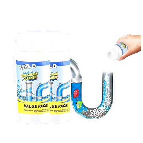 RAINPOT Saker Wild Sink and Drain Cleaner Powder|Multi-functional Sink Drain Cleaning|Powerful Pipe Dredging Agent|Rapid-Foam Fast-Acting Pipe Declogger for Kitchen,Bathroom,Toilet,Pipe Maintenance (2 PCS)