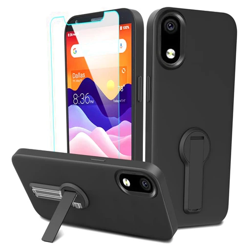 Nijiadi Case for ZTE Avid 579 Phone Case Z5156CC / Blade A3 Joy/Nubia Blade A5 Plus Phone Case with Glass Screen Protector 360° Rotatable Folding hidden Kickstand/Stand Protective Cover Case - Black