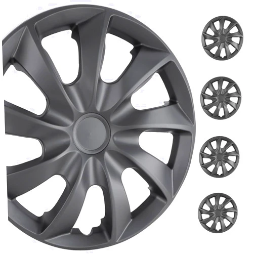 WolfX 17 Inch Hubcaps Set of 4 Wheel Rim Cover (Only Fit for Iron Hub) ABS Material Universal Wheel Rim Hub Cap Replacement (W5084, Black Matte)