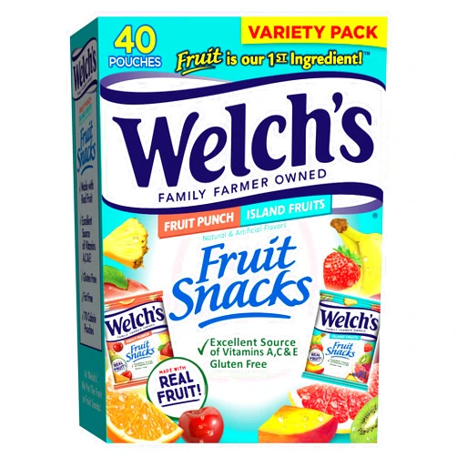 Welch's Fruit Snacks, Fruit Punch & Island Fruits Variety Pack, Gluten Free, Bulk Pack, Individual Single Serve Bags, 0.8 oz (Pack of 40)