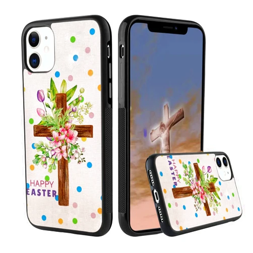 TMOYSENP Happy Easter Floral Christian Cross Colorful Point Phone case for iPhone 16 15 14 13 12 11 Pro Max Galaxy S25 S24 S23 S22 S21 FE Ultra Plus Note 20 A16 A15 A14 A54 A13