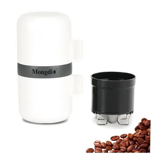 Mongdio Portable Coffee Maker for Travel With Manual Grinder, Permanent Stainless Steel Coffee Drip Filter, Adjustable Manual Grind Settings with 2 Cups, Great for Camping, Hunting, Outdoor - White