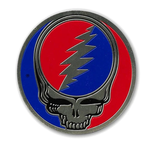 Peacemonger Grateful Dead 3.25 Inch Large Brass Steal Your Face SYF Metal Embossed Sticker Decal