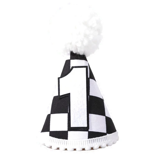 YOUAME Race Car 1st Birthday Hat - Party Decorations, Boy Outfit, Plaid Crown, Racing First Photo Prop