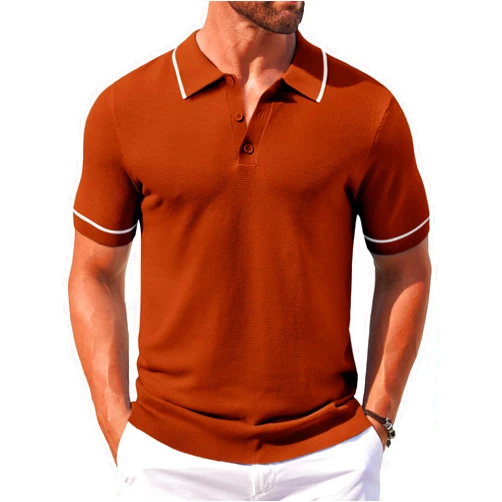 COOFANDY Men's Knit Polo Shirts Casual Short Sleeve Button Down Shirts Crochet Classic Golf Polo Collared Shirts