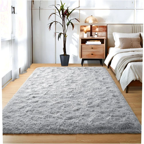 Foxmas Soft Fluffy Area Rugs for Bedroom Kids Room Plush Shaggy Nursery Rug Furry Throw Carpets for Boys Girls, College Dorm Fuzzy Rugs Living Room Home Decorate Rug, 2ft x 3ft, Grey