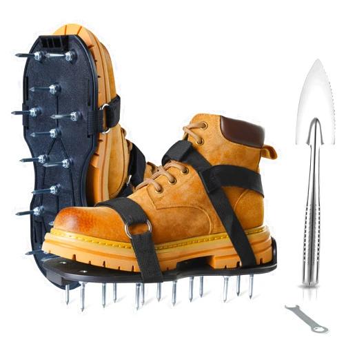 Satisure Lawn Aerator Shoes, 2.2'Heavy Duty Spike Shoes Lawn Aerating with Hook&Loop Straps, Pre-Assembled Lawn Aerator Tool, One Size Fits All Spiked Sandals for Garden Patio Grass