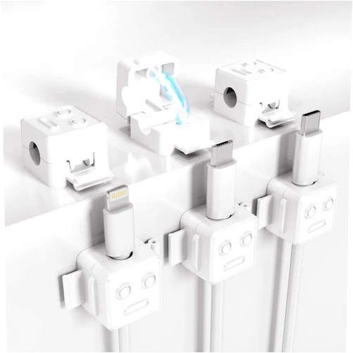 Ksmxos 6 Pack Robot Cord Organizer,Cable Holder Clips,Cable Organizer,Magnetic Cable Clips Under Desk Cable Management,Cord Holders,Cord Clips Organizer for Nightstand, Car, Wall, Office, Kitchen (White)
