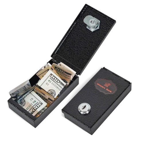 Meudid Metal Box for Gambler - Winners Bank Portable Safe Casino Money Pocket Sized Cash Box with Key Go Home Money