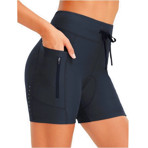 BALEAF Women's 4D Padded Bike Shorts High Waisted Cycling Underwear Zipper Pockets for Bicycle Biking Cycle