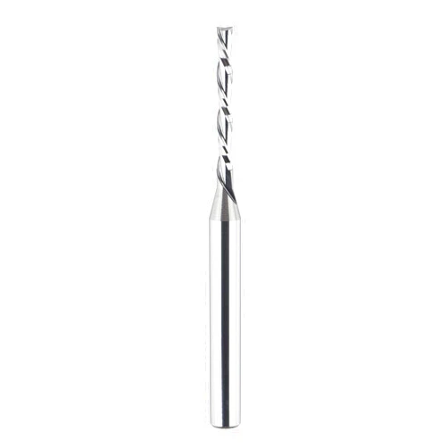 SpeTool Extra Long Spiral Router Bit Down Cut 1/8 inch Cutting Diameter, 1/4 inch Shank 3 inch OVL HRC55 Solid Carbide End Mill for Wood Cut Carving Engrave