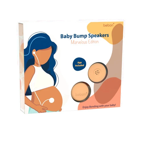 Bebon Baby Bump Headphones Marvelous Edition, Plays and Shares Music, Sound and Voices to The Womb, Prenatal Speaker, Including bebon Tunes APP (Peach)