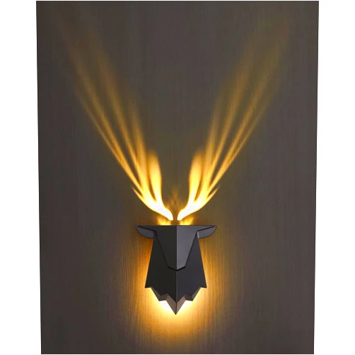 Fuloon Antler Night Light with Remote Control, Adjustable Deer Wall Lamp Battery Operated and Removable Charging for Bedroom, Living Room, Hallway Black 1PC