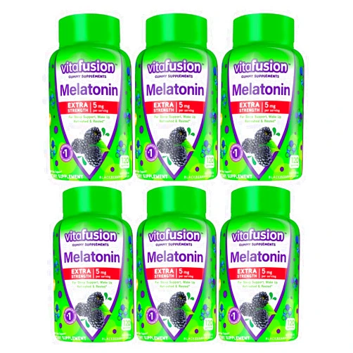 Vitafusion Extra Strength Melatonin Gummies, Blackberry 120 ea (Pack of 6)
