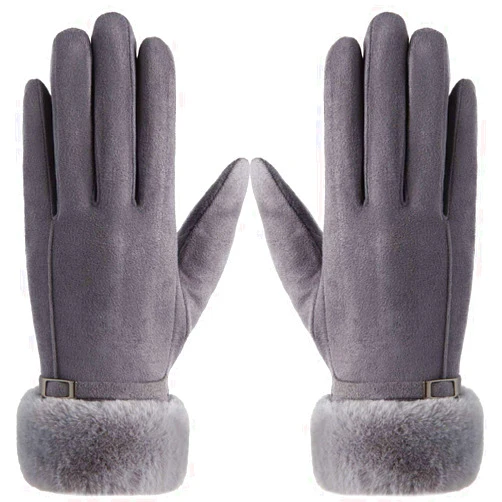 VAQM Winter Gloves for Women Touch Screen Gloves Fashion Warm Gloves Rabbit Fur Gloves Womens Chamois Gloves (Women Winter Gloves for Grey 3)