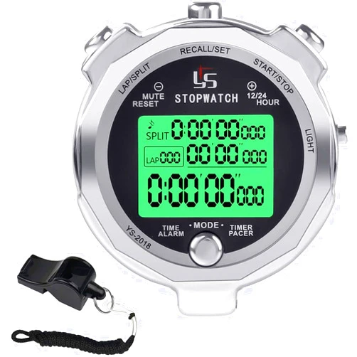 Rolilink Stopwatch, Metal Stop Watch with Backlight for Sports 10 & 100 Laps Stopwatches Timer for Sports and Competitions