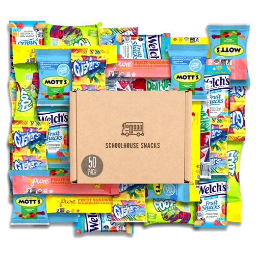 Schoolhouse Snacks Fruit Snacks Bulk | Fruit Snacks for Kids bundle with Fruit Roll Ups, Welch's and Motts Fruit Snacks, Fruit by the Foot , Gushers Fruit Snacks, Fruit Bars | Perfect School Snacks for Lunchbox | 50 Count by Schoolhouse Snacks