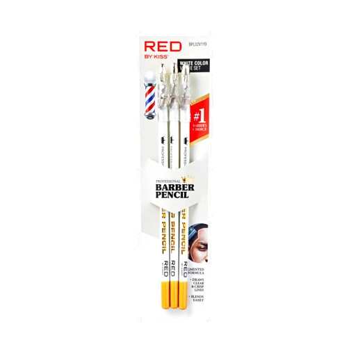 Red by Kiss 3PCS Barber Pencil with Built-in Sharpener Edge Hairline Razor Trace Pencils Beard Guide Beard and Hairline Outliner Pencils (White)