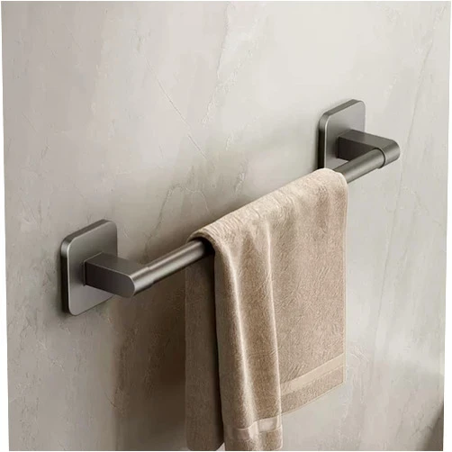 KITUNE Grey Single Towel Bar Self Adhesive, Hand Towel Racks for Bathroom Wall Mounted Towel Hanger NO Drill, Kitchen Bath Towel Holder, Toilet Aluminum Towel Rod, Square ( Size : 40cm )