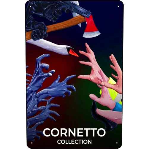 YRENBIYYONZ Cornetto Trilogy Poster Vintage Tin Sign for Cafe Bar Cave Office Garage Home Wall Art Decor Gift Retro Metal Sign 12 X 8 inch