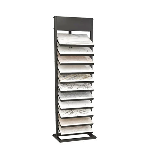 LVLDAWA Floor Porcelain Display Stand Rack, Ceramic Tiles Floor Porcelain Display Shelf, Strong Load-Bearing Large Ceramic Sample Holder for Craft Shows (Color : Black, Size : 67X35X175CM)