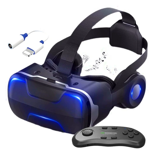 PUCIO 3D VR Glasses Virtual Reality Headset Goggles w Headphones for Kids, Phone Vr Headset with Controller for Video Movies & Games (4.7 to 6.5 Inches) VR Set for Kids Age 9-10, for Kids