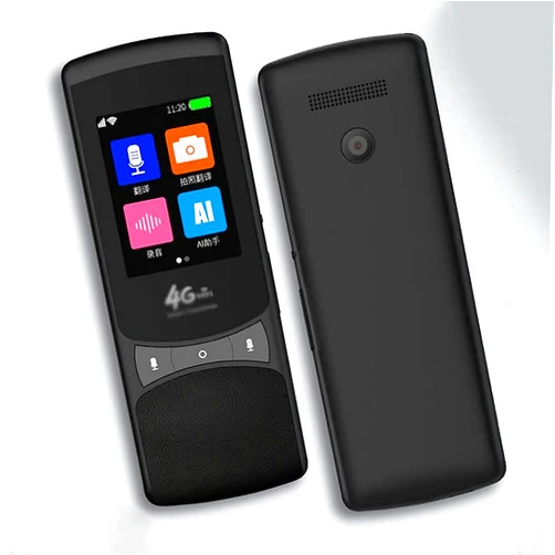 OBAOYY Smart AI Instant Voice Photo Scanning Translator 2.4 Inch Touch Screen WiFi Support Offline Portable Multi-Language Translation Decoration, Black