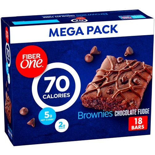 Fiber One 70 Calorie Brownies, Chocolate Fudge, Snack Bars, 18 ct
