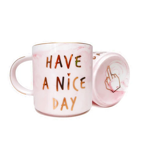 Palma Gifts Funny Coffee Mug with Middle Finger, Funny Gifts for Women - Cool Stuff Novelty Gift for Coworkers Under 30 - Pink Marble Mug Sassy Birthday Gifts for Mom - Have a Nice Day Middle Finger Mug - 12.5 oz