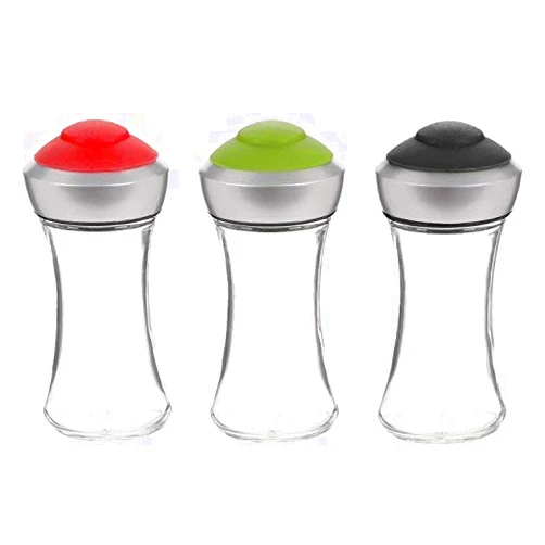 Trudeau Salt Or Pepper Shaker with Pop Lid - Set of 3 Colors (Black, Red, Green)- GiftBoxed