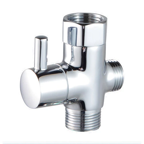 OFFO Shower Diverter Valve, T Adapter with Shut off Valve, 3 Way 7/8” or 15/16” x 7/8” or 15/16” x 1/2” All Metal T Valve Adapter Attachment for Sprayer Brass