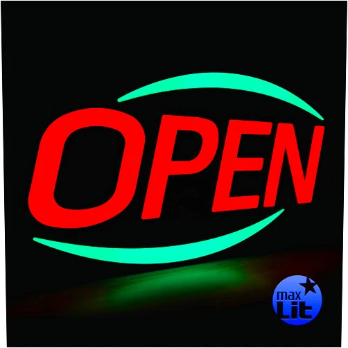 MaxLit 32'' X 17'' New Jumbo ULTRA BRIGHT LED Open Sign — Remote Controlled — Dynamic Light Modes — Enhance Your Business Presence [Red/Green]