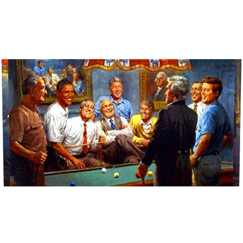 Peck & Gartner Andy Thomas Callin The Red Democratic Presidents Playing Pool (Paper Size 19w x 13h Image Size 17w x 11h)