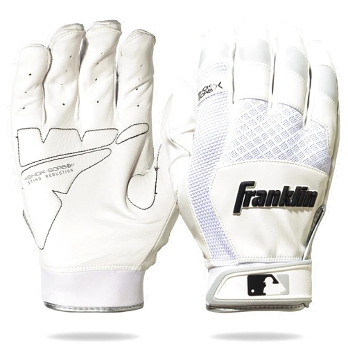 Franklin Sports MLB Baseball Batting Gloves - Shok-Sorb X Batting Gloves for Baseball + Softball - Adult + Youth Padded Non-Sting Batting Glove Pairs - Multiple Colors + Sizes