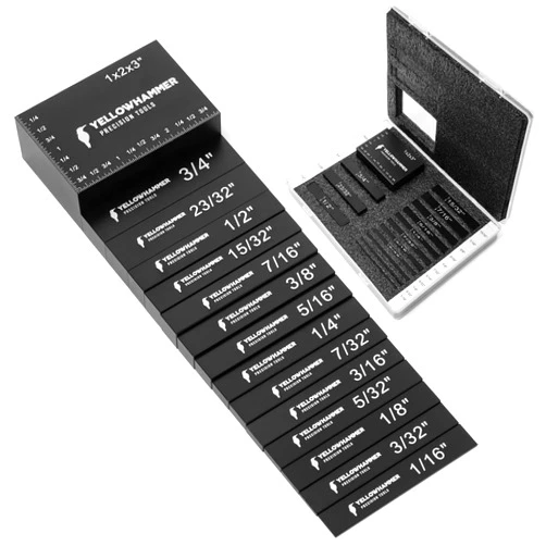 Yellowhammer 15 Piece Ultra Precision Anodized Aluminum Setup Blocks for Router