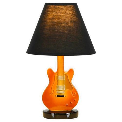 STIFFOUR Guitar Desk lamp, Guitar-Shaped Bedside lamp. with a Black lampshade to Prevent Direct Light, Suitable for Bedroom, Study Room and Dining Room as Night Light Decoration and Lighting. （Brown）