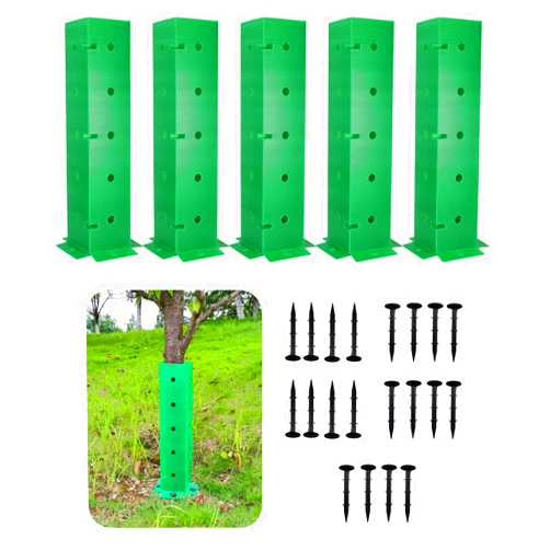 Superb Symbols Tree Trunk Protector 45 Inches Tall (5 Pack with Stakes Included) Expandable Guards Tubes Wraps to Protect Plants from Deer Rabbit Cats Rodents Mowers