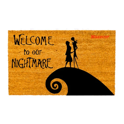 MaxEcor Welcome to Our Nightmare Before Christmas Welcome Durable Doormat - Jack and Sally Home Decor Front Door Holiday Halloween Christmas Rug Heavy Duty Funny Mat