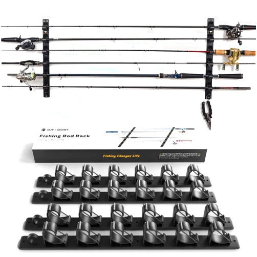 OJYDOIIIY Wall Mount Fishing Rod Holders,Horizontal/Ceiling Fishing Pole Storage Rack for Garage 2 Packs
