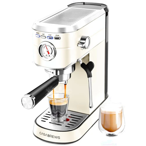 CASABREWS Espresso Machine 20 Bar, Espresso Maker with Milk Frother Steam Wand, Stainless Steel Espresso Coffee Machine with 34oz Removable Water Tank, Creamy