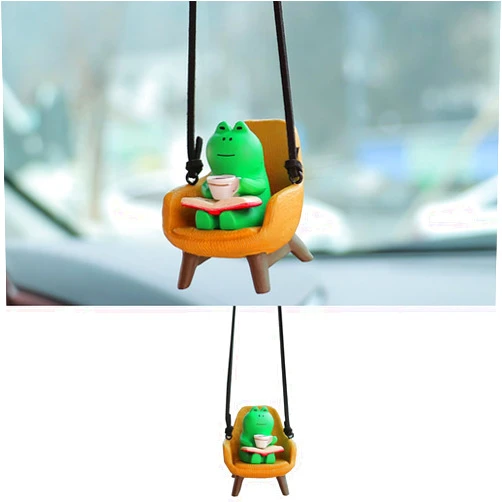 ZWZCYZ Frog Car Hanging Ornament for Rearview Mirror,Green Cute Car Frog Pendant Swing Kawaii Decor Frog Charms for Car Rear View Mirror Interior Decoration Pendants