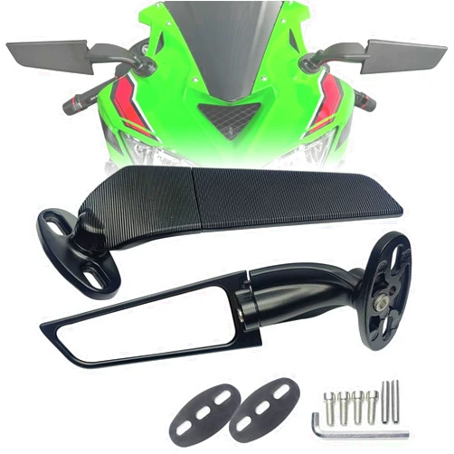 KAIQIVEM Motorcycle Mirrors Stealth Wind Wing Side Rearview Mirrors Compatible With Kawasaki Ninja 650 2025 Ninja 500 Ninja 400 300 2026 ZX6R ZX10R ZX4RR ZX4R GSXR 1000 600 750