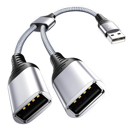 ANDTOBO USB Splitter, USB 2.0 A Male to 2 Dual USB Female Jack Y Splitter Hub Power Cord Extension Adapter Cable