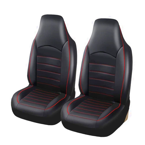AUTOYOUTH PU Leather Front Car Seat Covers Universal and Compatible High Back Bucket Car Seat Cover Auto Interior Front Seat Cover/Protector (Black & Red)