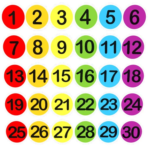 Outus 30 Pieces 6 Inch Classroom Floor Stickers Multicolor Classroom Spots for Line up Markers Self Adhesive Vinyl Stickers for Preschool and Kindergarten Elementary Teachers(Number Style)