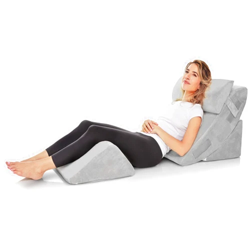 AllSett Health 4 PC Bed Wedge Pillows Set - Orthopedic Wedge Pillow for Sleeping with Memory Foam | Multi Angle Relief System for Back, Neck, Shoulder, and Leg - Machine Washable Cover