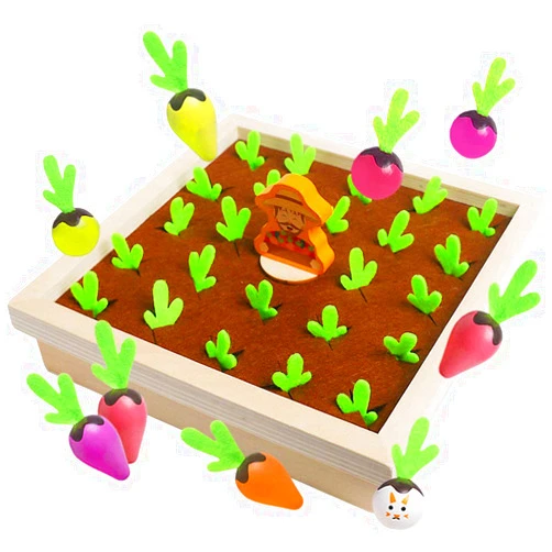 Skrtuan Montessori Toys for Toddlers 3 4 5 Years Old Boys Girls Baby, Wooden Toy Carrot Harvest Game, Educational Toys Shape Sorting Matching Puzzle, Memory Game Fine Motor Skill Gifts for Kids 3-5