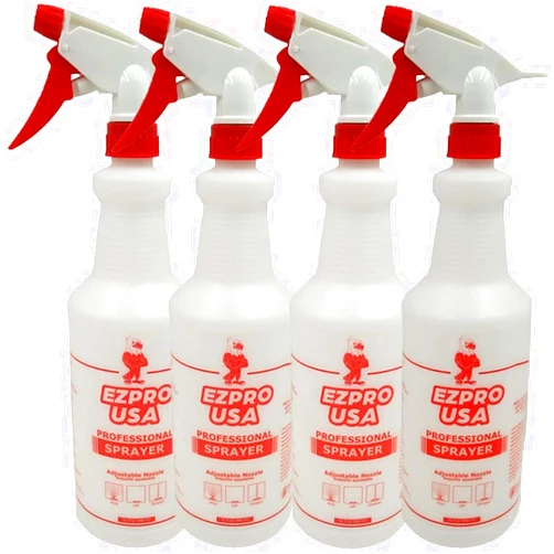 EZPRO USA Small Size Transparent Plastic Empty Spray Bottles Mist for Cleaning Solutions, Spray Bottle with Measurements, Upside Down Squirt Bottle, 4 pack