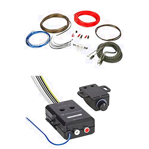 Scosche LOC2SL Car Stereo 2-Channel Audio Adjustable Amplifier with Add-On Adapter and Remote Control Knob and High Current Single Amp Kit Bundle