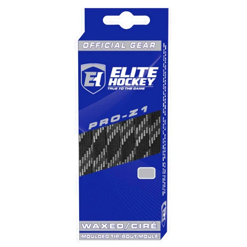Elite Hockey, Pro-Z1, Waxed Moulded Tip Ice Hockey Skate Laces (Color Choice, One Pair)
